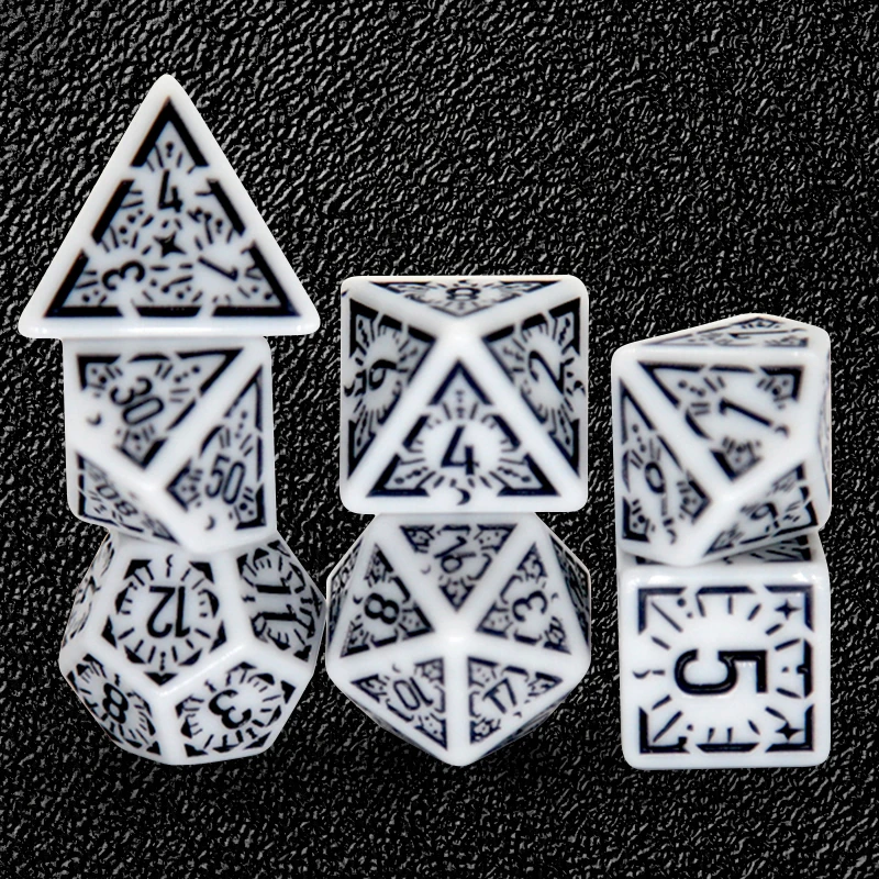 مادة أكريليك متعددة السطوح 7 قطعة/المجموعة/مجموعة نرد مناسبة لـ TRPG DND مجموعة نردات متعددة السطوح ألعاب الورق ملحقات ألعاب الحفلات