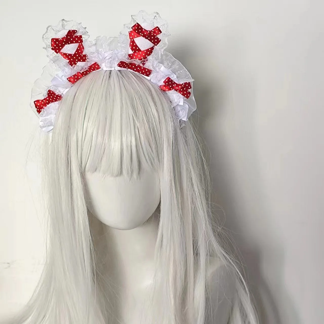 Bandeau à nœud à pois pour femmes, accessoires de cheveux, joli bandeau noué avec oreilles de lapin, bandeau Lolita