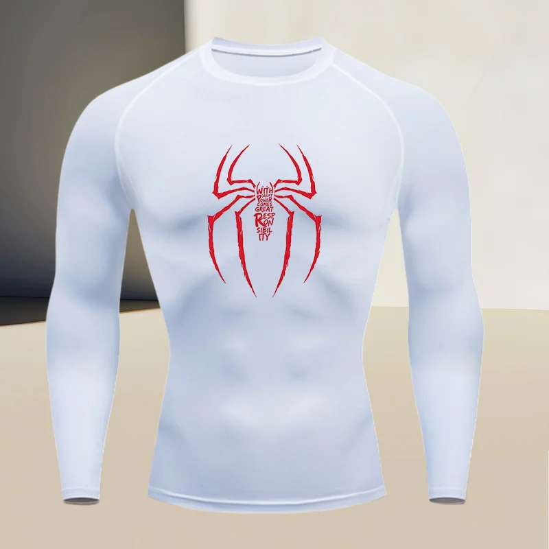 Men's long sleeved round neck thin sports tight fitting quick drying T-shirt, suitable for bodybuilding and physical training image 2