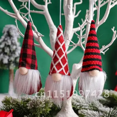 3pcs Xmas Tree Hanging Pendant Christmas Gnome Faceless Doll Ornament Santa Claus New Year Merry Christmas Decorations for Home