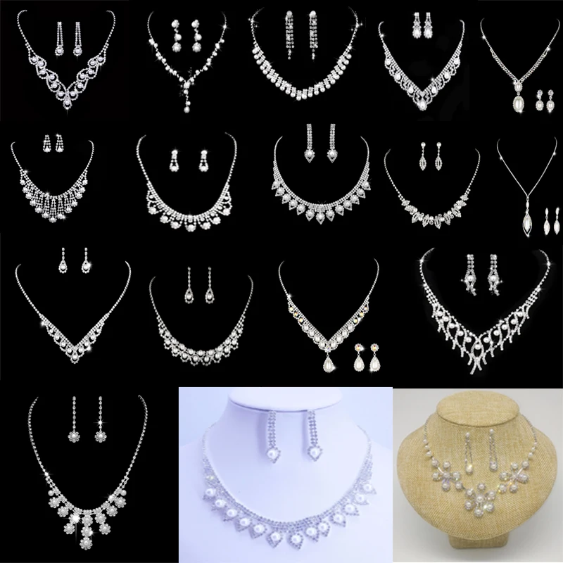 Bridal Wedding Accessory Set Simple Pearl Rhinestone Dress Wedding Reception Accessories Necklace Earring Set Birthday Gift