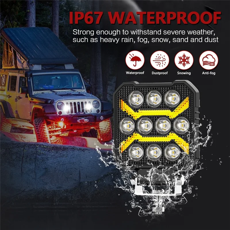 

Reliable Car Led Work Light 4 Inch Strobe Headlight White Yellow Offroad Driving Spotlight Fog DRL Light For Truck Cars Suv Boat