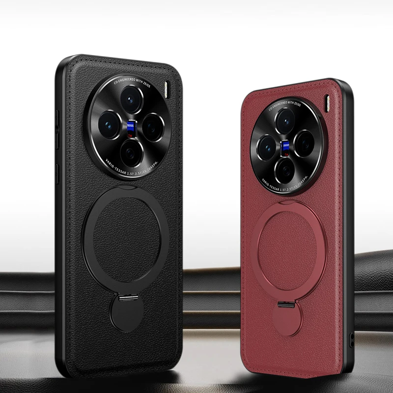 

Magnetic wireless charging Shockproof Silicone Leather Case Metal Coil For vivo X300 Pro X200T X100 Ultra Back Cover Phone Case