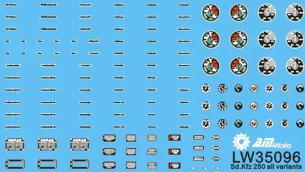 1/35 Scale Vehicle Dials & Placards Sd.Kfz. 250 All Variants (PE+Decal) LW35096 Modeling Upgrade Kits