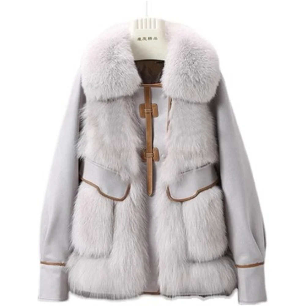 Manteau en fourrure de renard avec fermeture éclair pour femme, manteau femme, parfum, haut de gamme, tempérament, hiver, nouveau, 2023