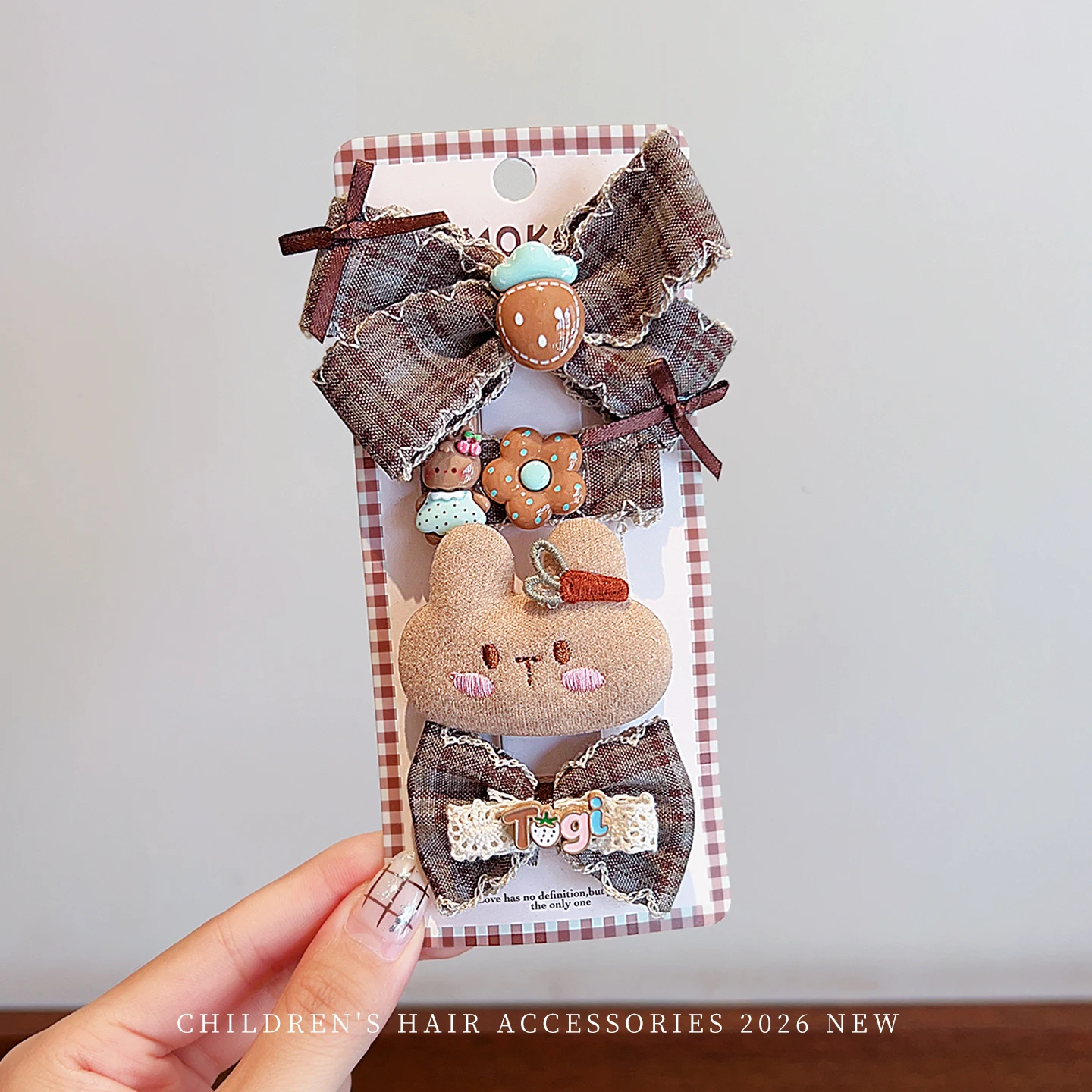 2026 Winter Vintage Stoff Karo Schleife Haarspangen-Set für Frauen und Mädchen, Cartoon-Tier- und Blumenmuster, Spitzen-Haarspangen, Kinder-Haarnadeln, Geschenk – Detail 7