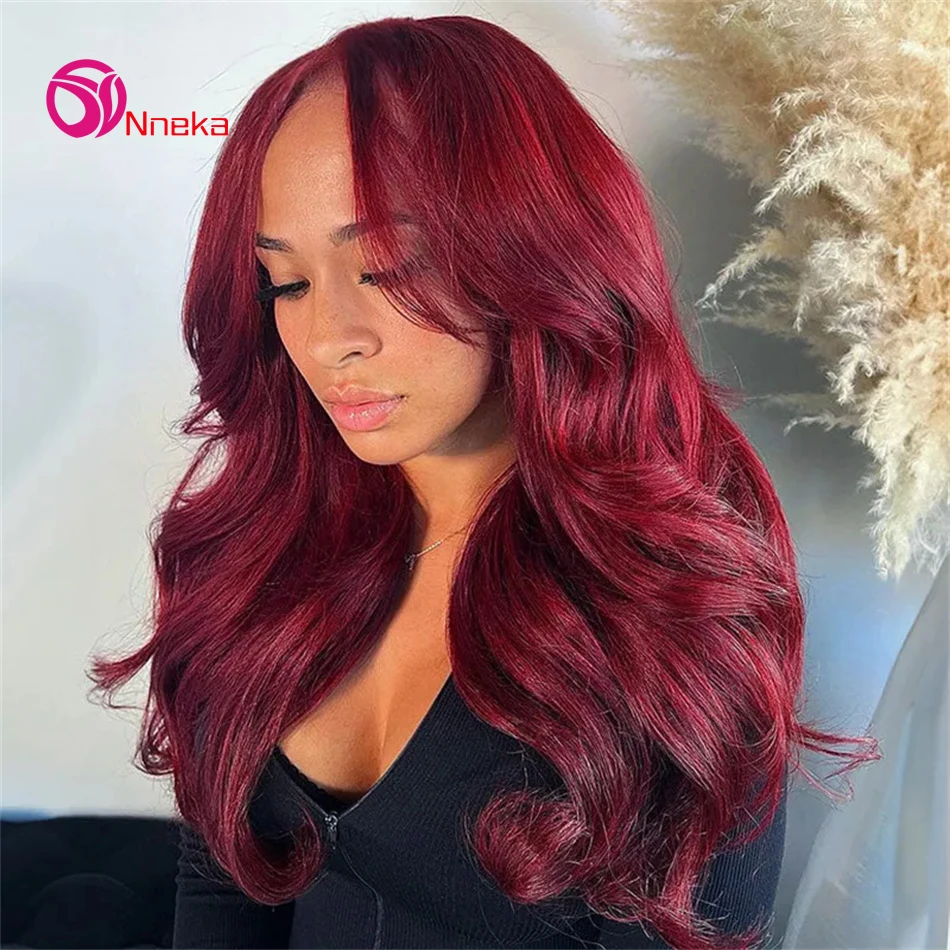 

99j Burgundy 13x6 Hd Lace Frontal Wig Human Hair 30 36 inch 13x4 Body Wave Human Hair Wigs For Women Pre Plucked Lace Front Wig