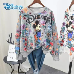 Disney-sudaderas con capucha de Mickey Mouse para mujer, jerséis de estilo coreano de dibujos animados, ropa de manga larga Harajuku, otoño y primavera