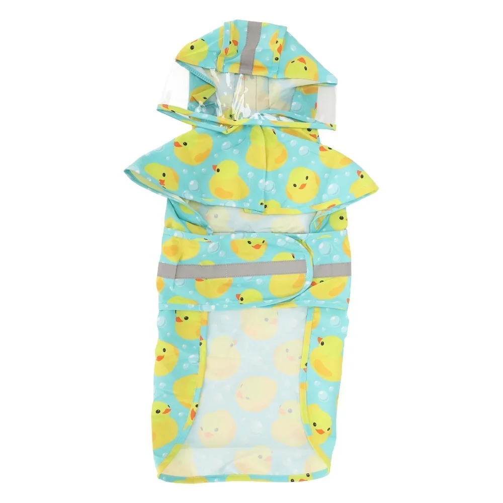 Water Proof Pet Raincoat Light Weight Bright Yellow Dog Bath Duck Rainwear Cute Adjustable Fit Small Pet Rain Poncho