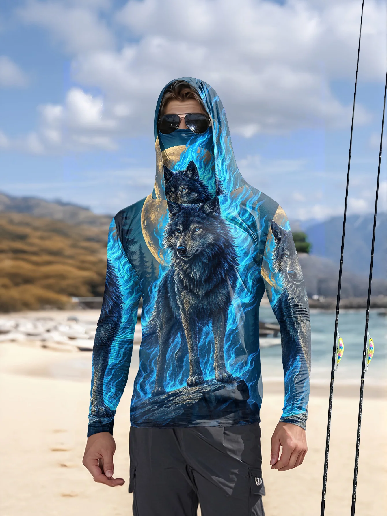 Fishing Hoodie Men Long Sleeve Quick Dry Breathable Clothing UV Protection Outdoor Fishing T-Shirt Fishing Clothes
