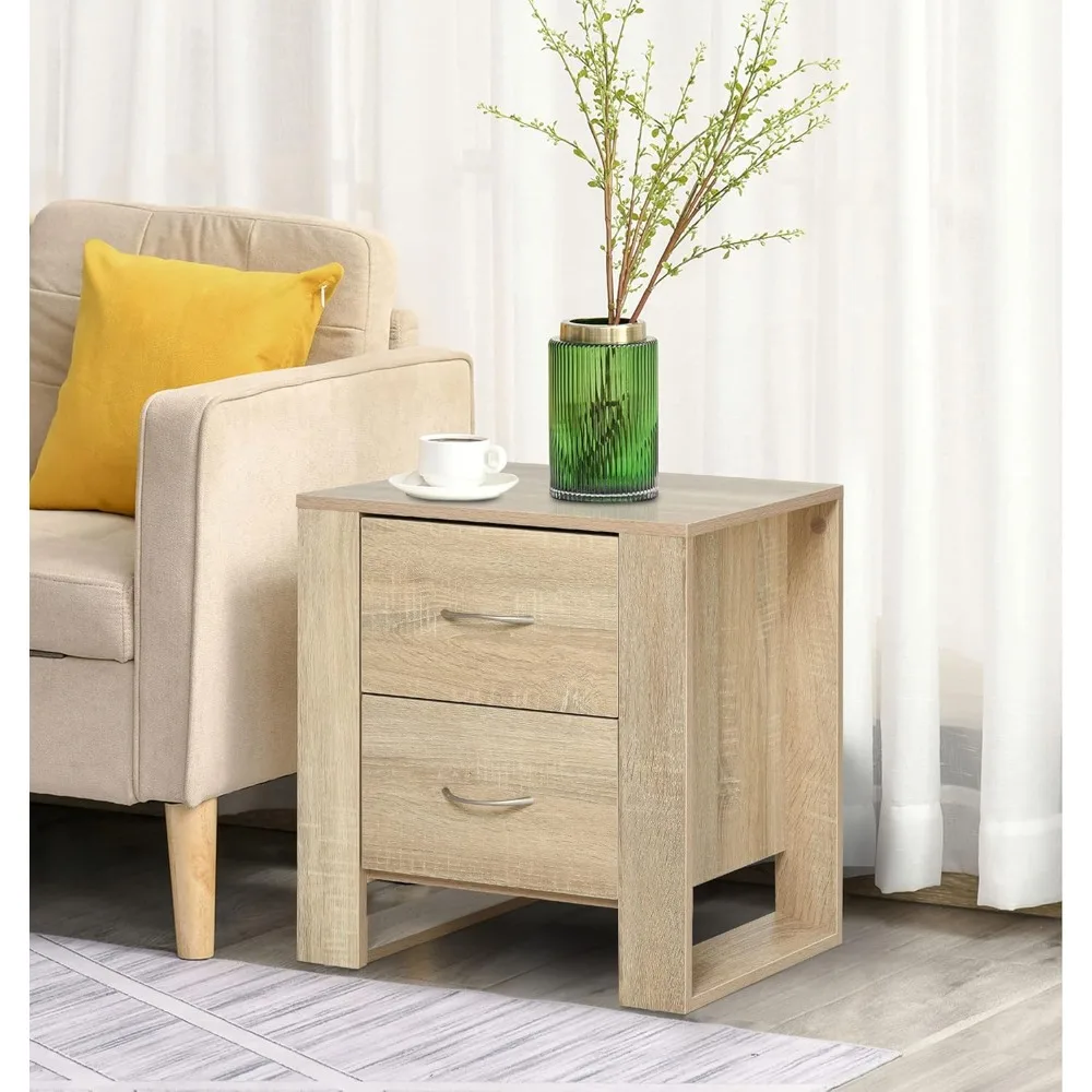 Mesita de Noche Moderna con Cajones، Diseño Natural para Dormitorio 48x39x54 سم #6