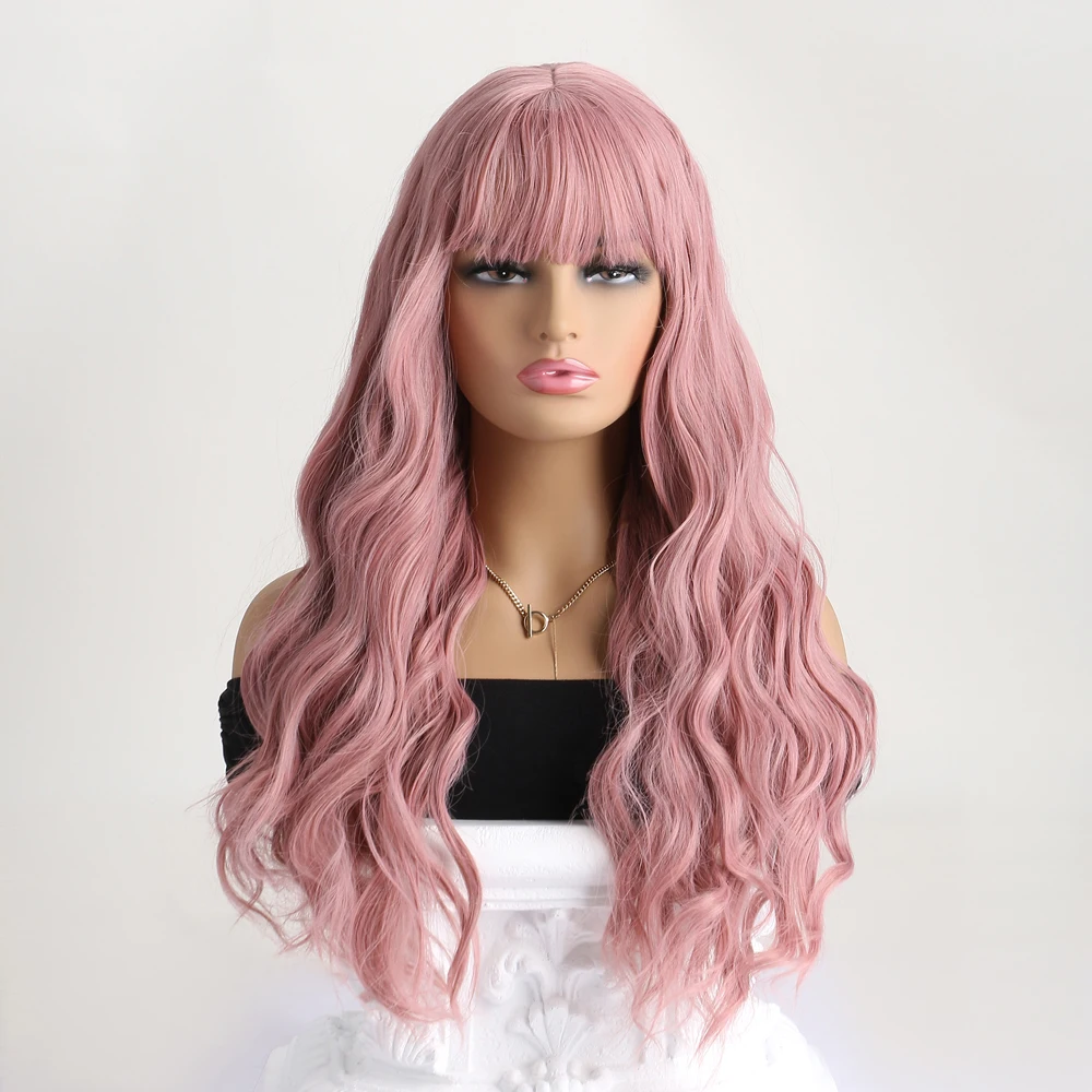 

28 Inch Curly Long Synthetic Pink Wig Party Hair Halloween Costume Ball Wedding Ball Party Cosplay Wigs For Women