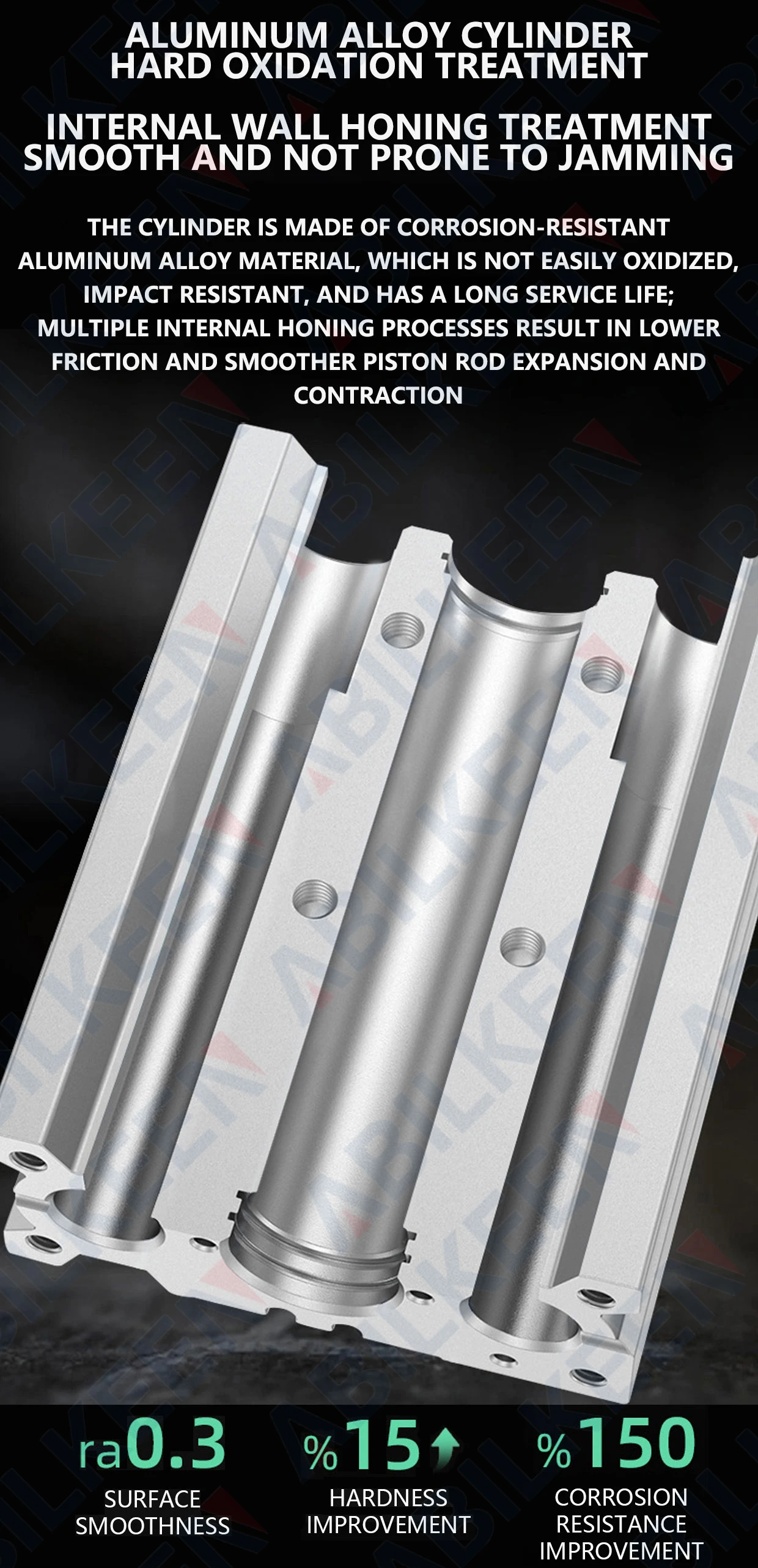 ABILKEEN MGPM Series Pneumatic Compact Guide Cylinder MGPM16-30Z 16MM Bore X 30MM Stroke Thin Three Axis Three Rod Air Cylinder