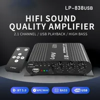 Audio Amplifier LEPY838USB Bluetooth Subwoofer Amplifier Computer 12V Car Home Amplifier U Disk Lossless Music 2.1 Channel HiFi