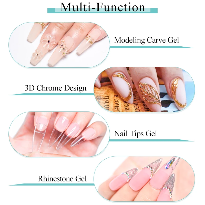 7ml Solid Extension Gel Nail Polish Non Stick Nail Tips Gel For Acrylic Nail Extension Nail Art 3d Carving Flower Gel