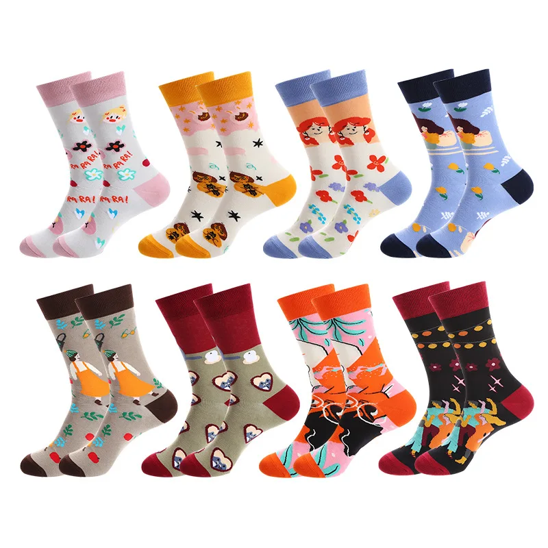 Cartoon Fruit Animal Cake flower Mixed Colors, Pure Cotton, INS Fashion Brand, Net Red, Casual Fashion Socks for Men and Women