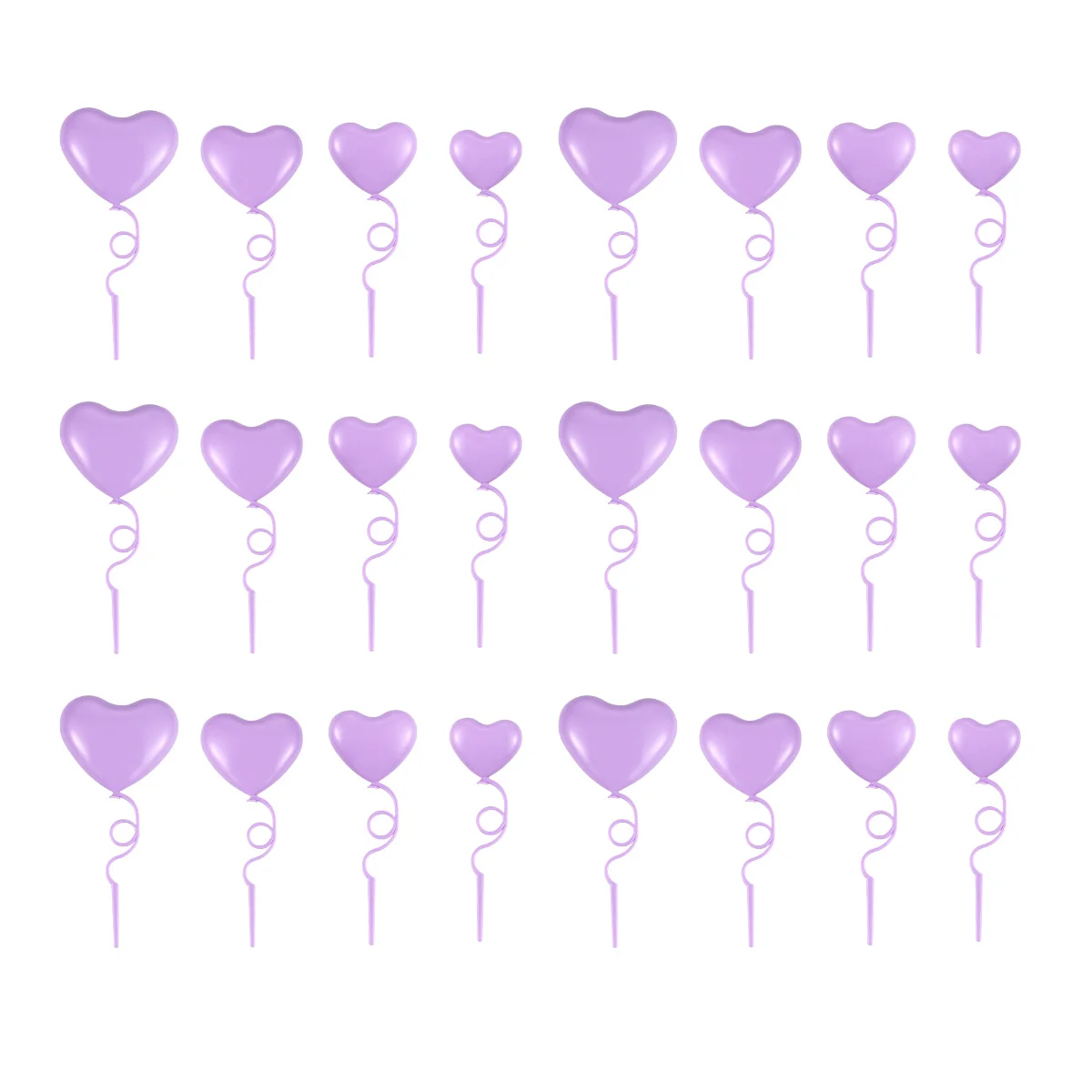 

24 Pcs Heart Shape Cake Toppers Premium Plastic Beautiful Color Birthday Wedding Party Favors Bridal Decorations Cupcake Sticks