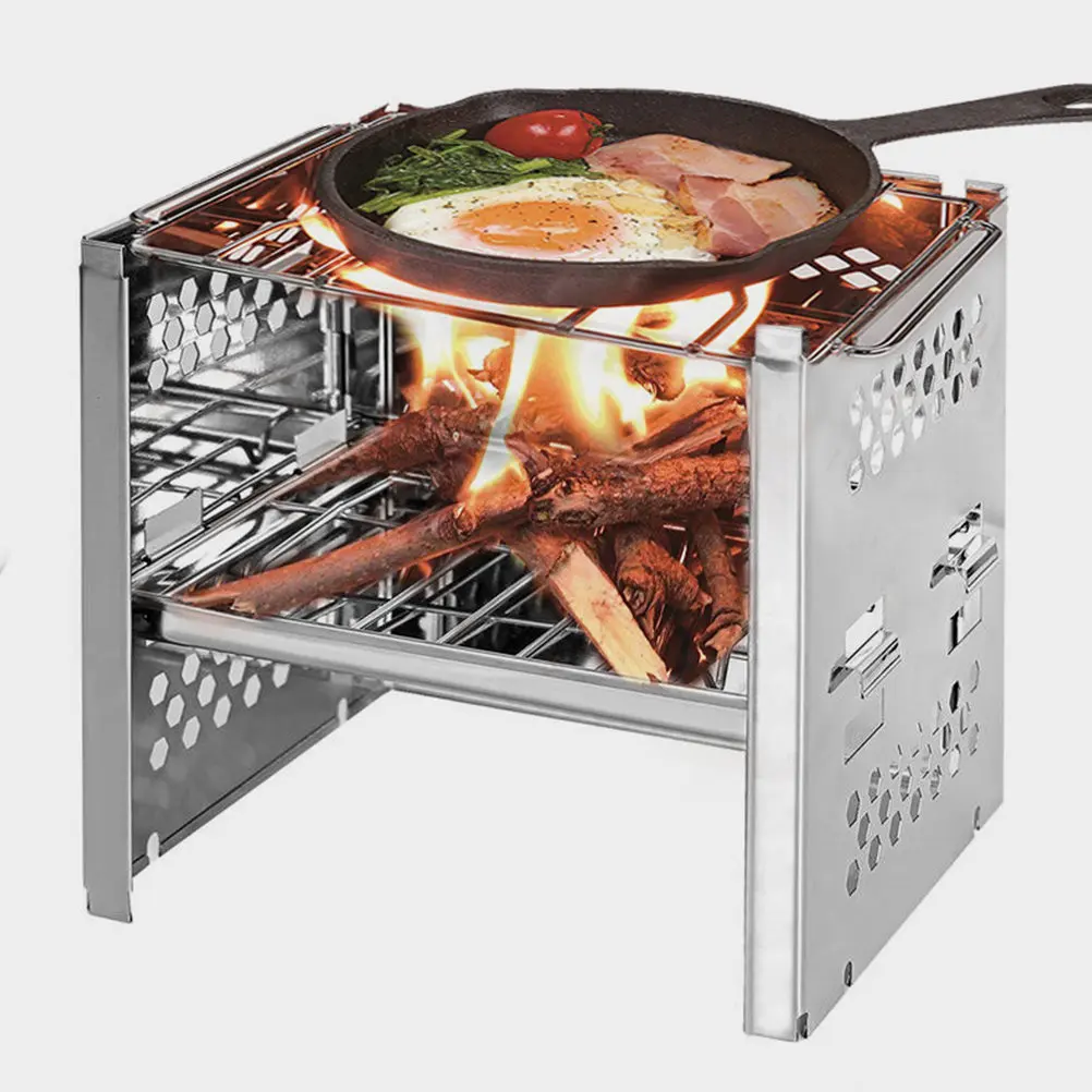 

Folding Portable Stainless Steel Barbecue Grill Racks for Outdoor Camping BBQ Stove Practical Design Easy Storage