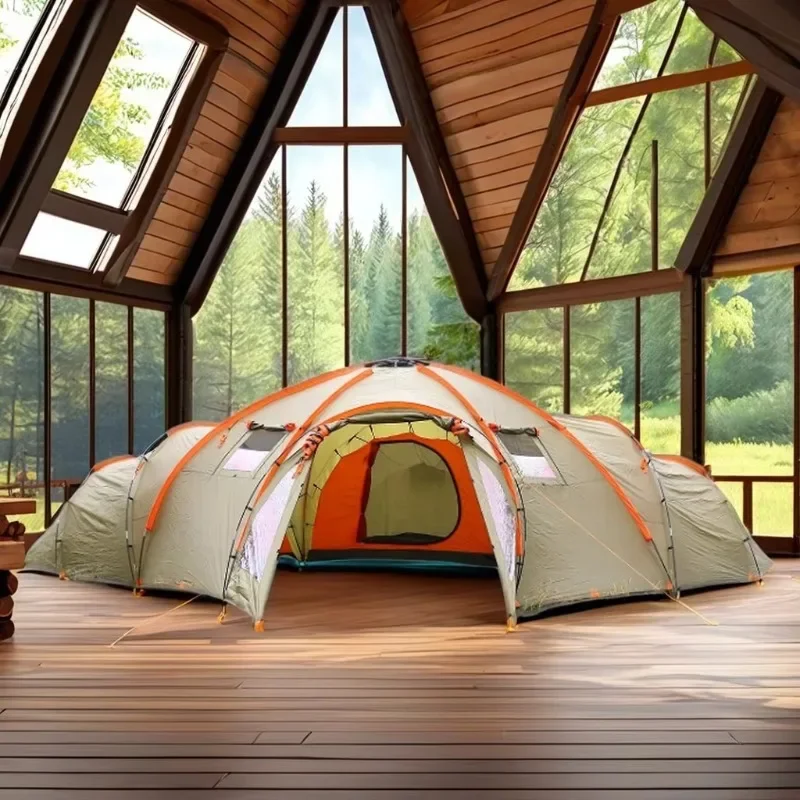 

Wind Valley 10-Person 3-Room Waterproof Camping Tent Large Size Double Layers Steel Fiberglass Big Families Outdoor Adventures