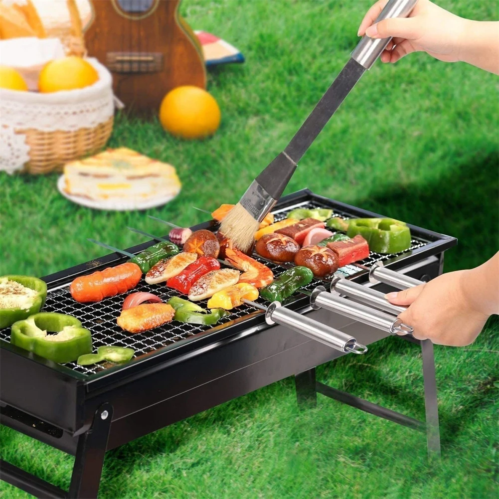 Portable Barbecue Charcoal Grill Outdoor Folding Charcoal Grill Metal Camping BBQ Grill Tool Kits For Patio Camping Picnic