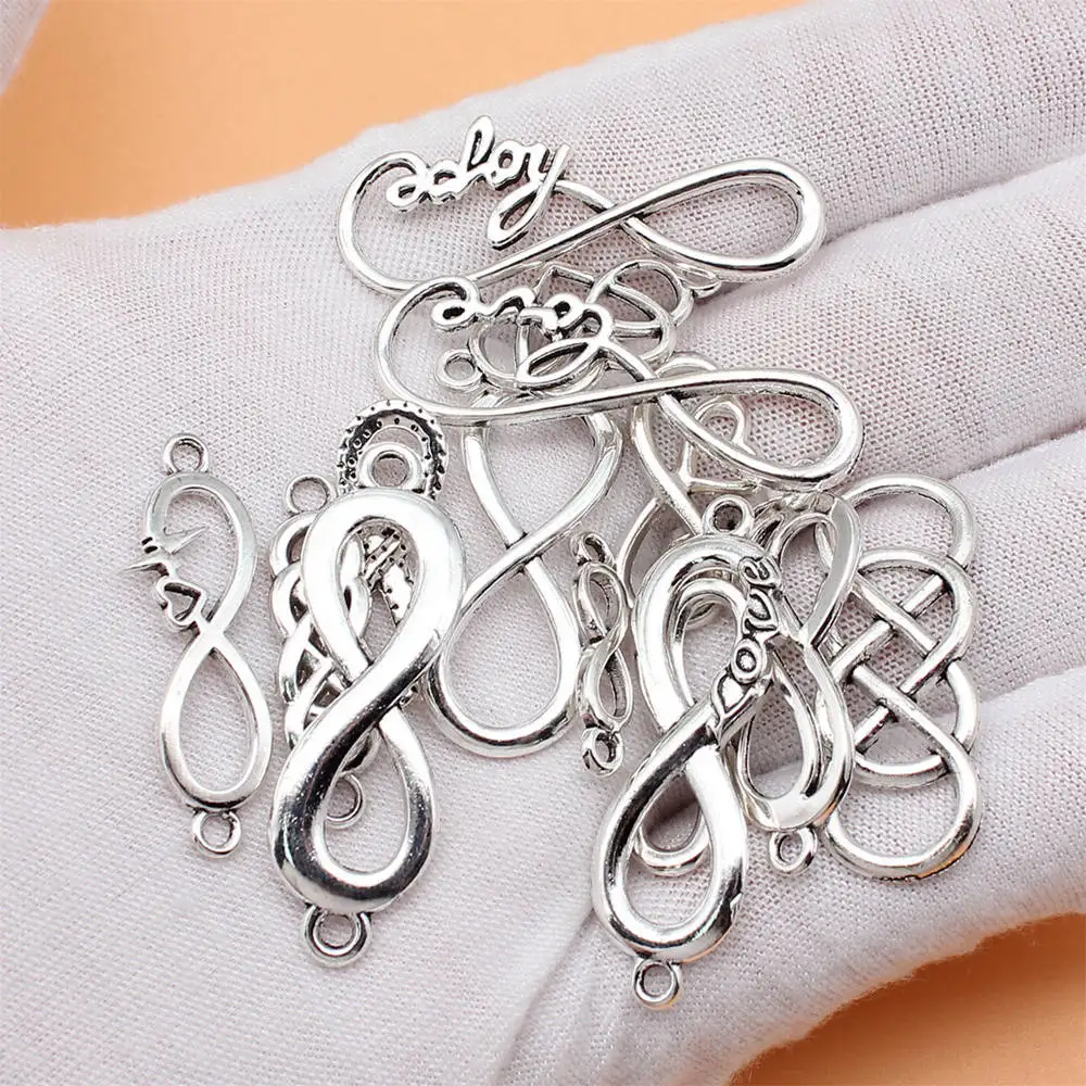 Supplies For Jewelry Antique Silver Color Infinity Symbol Charms Collection  New In Findings 15pcs