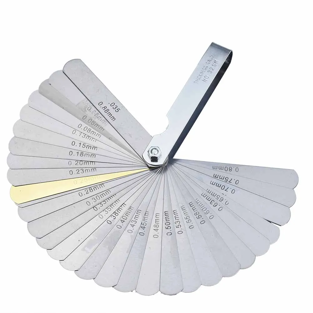 32PCS Range Finder Feeler Gauge Valve Teaching Feeler Gauge 0.04-0.88 mm Gap Copper Sheet Measuring Tool 0015-.035 Copper Sheet