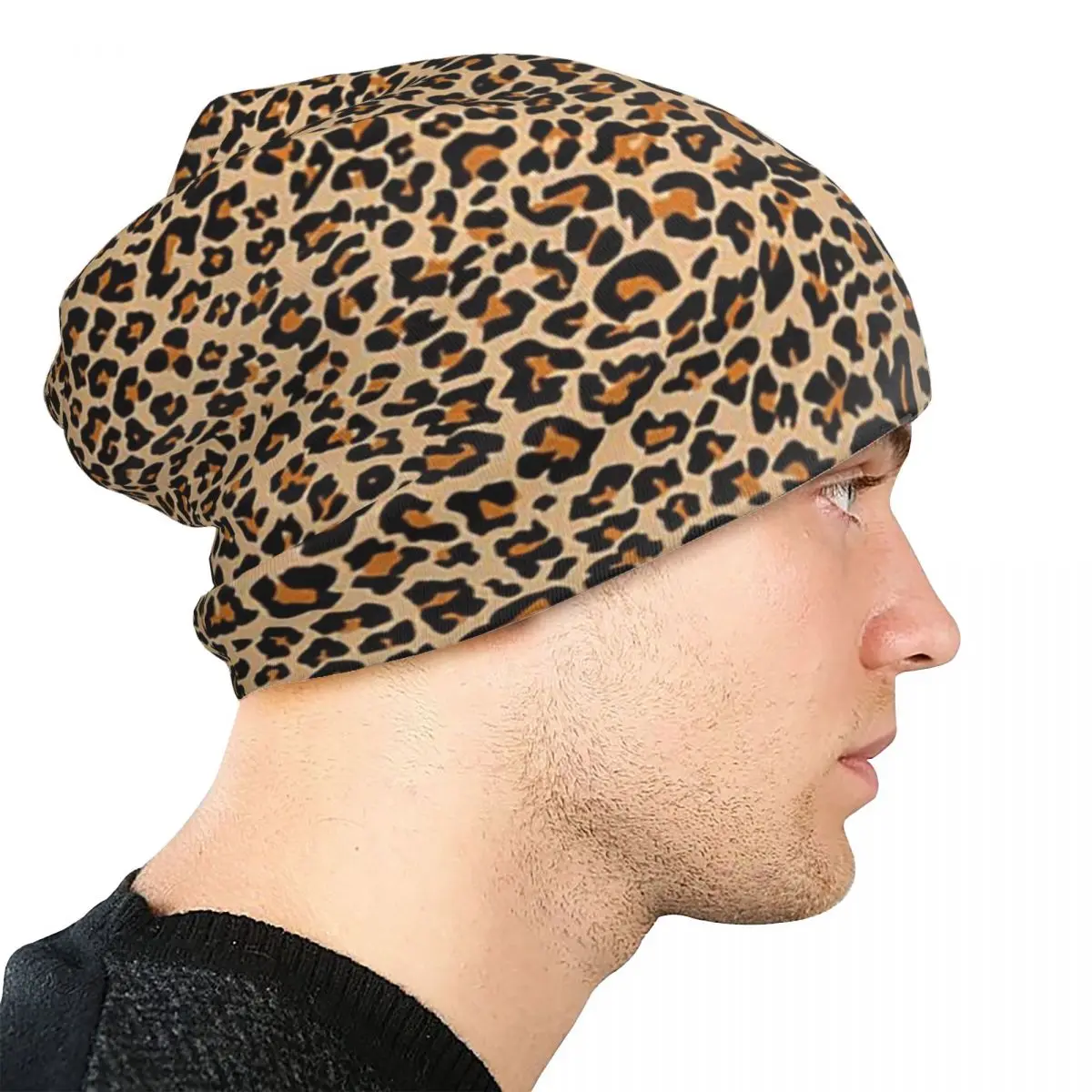 

Маска для лица с леопардовым пятнистым принтом, шапки Skullies, теплая осенне-зимняя уличная шапка, вязаные шапки для мужчин, женщин и взрослых