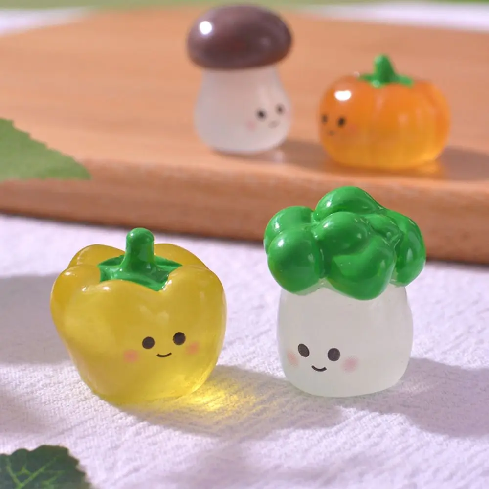 Cute Simulation Luminous Vegetables Umpkin Mushroom Broccoli Tomato Vegetables Figurines Miniatures Realistic DIY Decorations