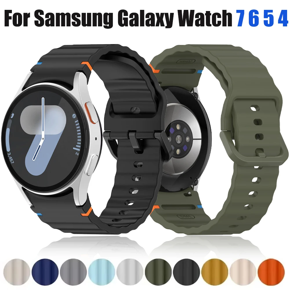Wellenförmiges Silikonarmband für Samsung Galaxy Watch 7/6/5/4 44mm 40mm 5 Pro Offizielles Armband Thread Watch 4 6 Classic 47mm 43mm 46mm