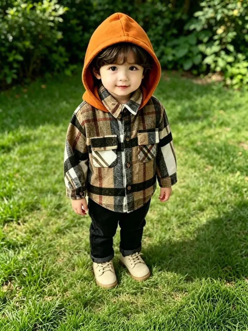

Winter Baby Boys Plaid Shirt Jackets Detachable hat Infant Tddler Kids Coats Warm Autumn Thicked Outwear Outfits