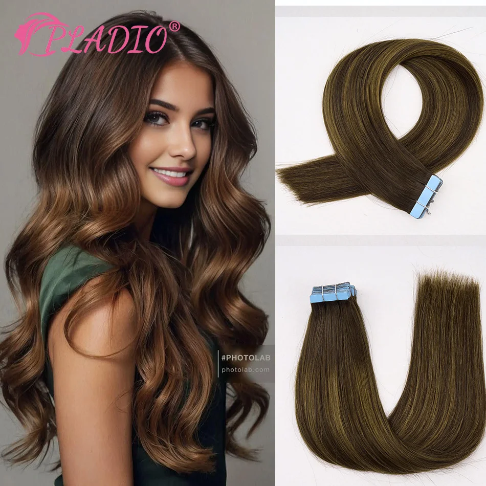 

Невидимые накладные пряди из натуральных волос PLADIO T2/2/6, от натурального черного до темно-коричневого, 14-28 дюймов, шелковисто-прямые, 20/40 шт. для женщин