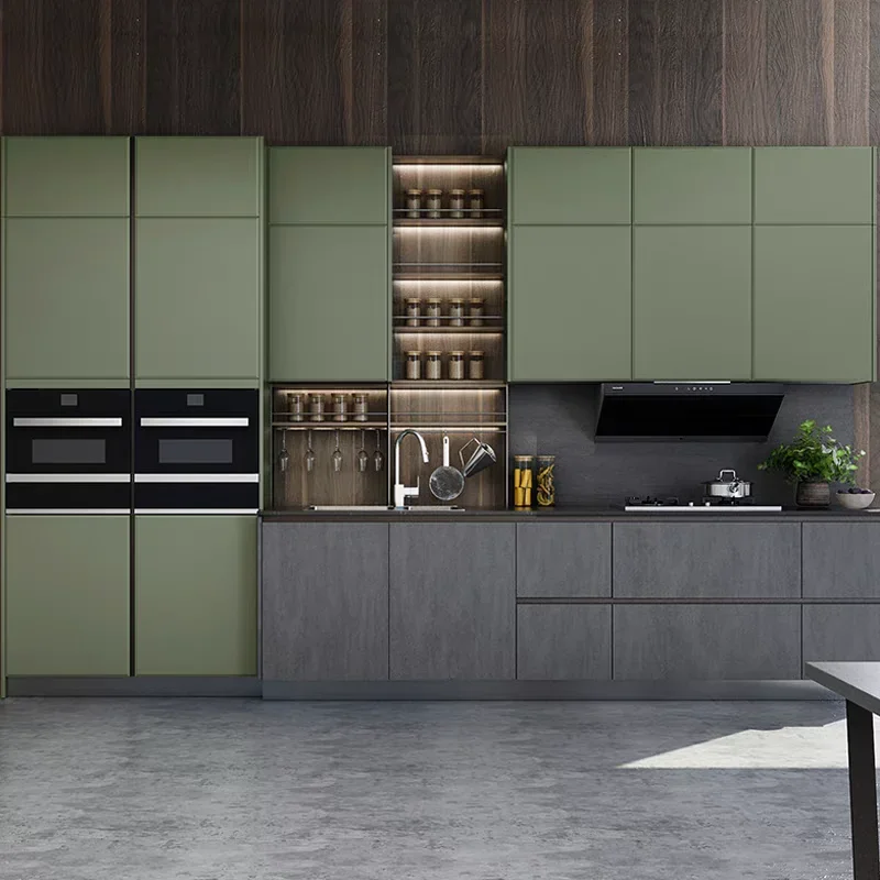 

Furniture Smart Complete Set of Acrylic Cabinets Wooden Pantry Modern Design