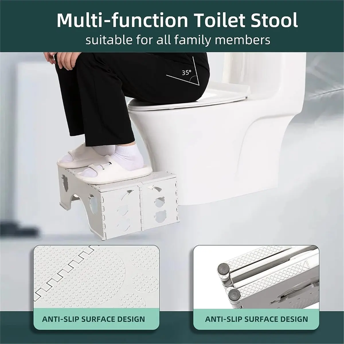 A837K Foldable Toilet Stool, 7