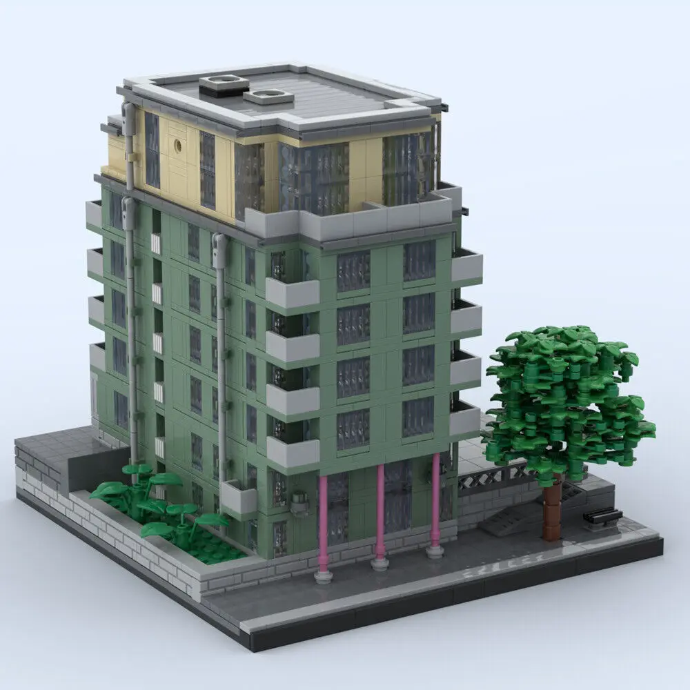 

Apartment House Model with 8 Floors Modular Building 2291 Pieces MOC Build