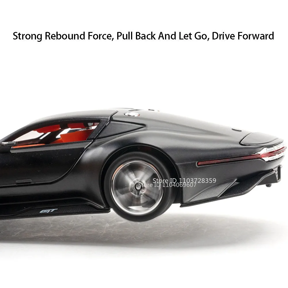 Coche deportivo VISION GT a escala 1:24, modelo de juguete, aleación fundida a presión, miniatura, un supercoche, puertas con luz de sonido, espalda abierta para adultos