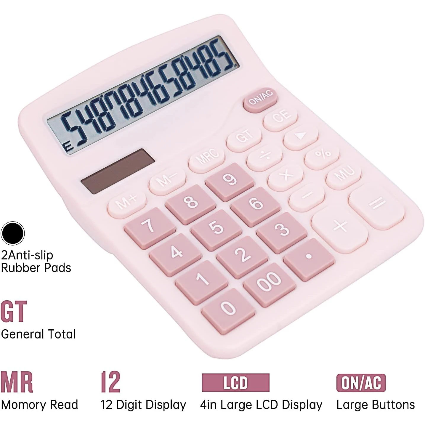 Desktop Calculator with Big Buttons, Dual Power Source, Solar and Battery, Large Display Screen for Office, Teachers, students