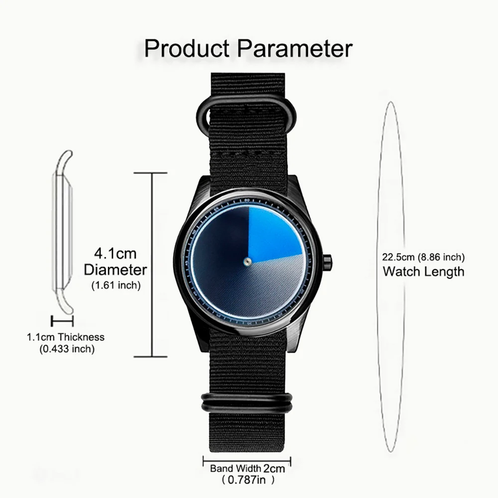 Enmex Individualization special wristwatch canvas  creative design Mysterious Gradient Blue fashion quartz clock men watch