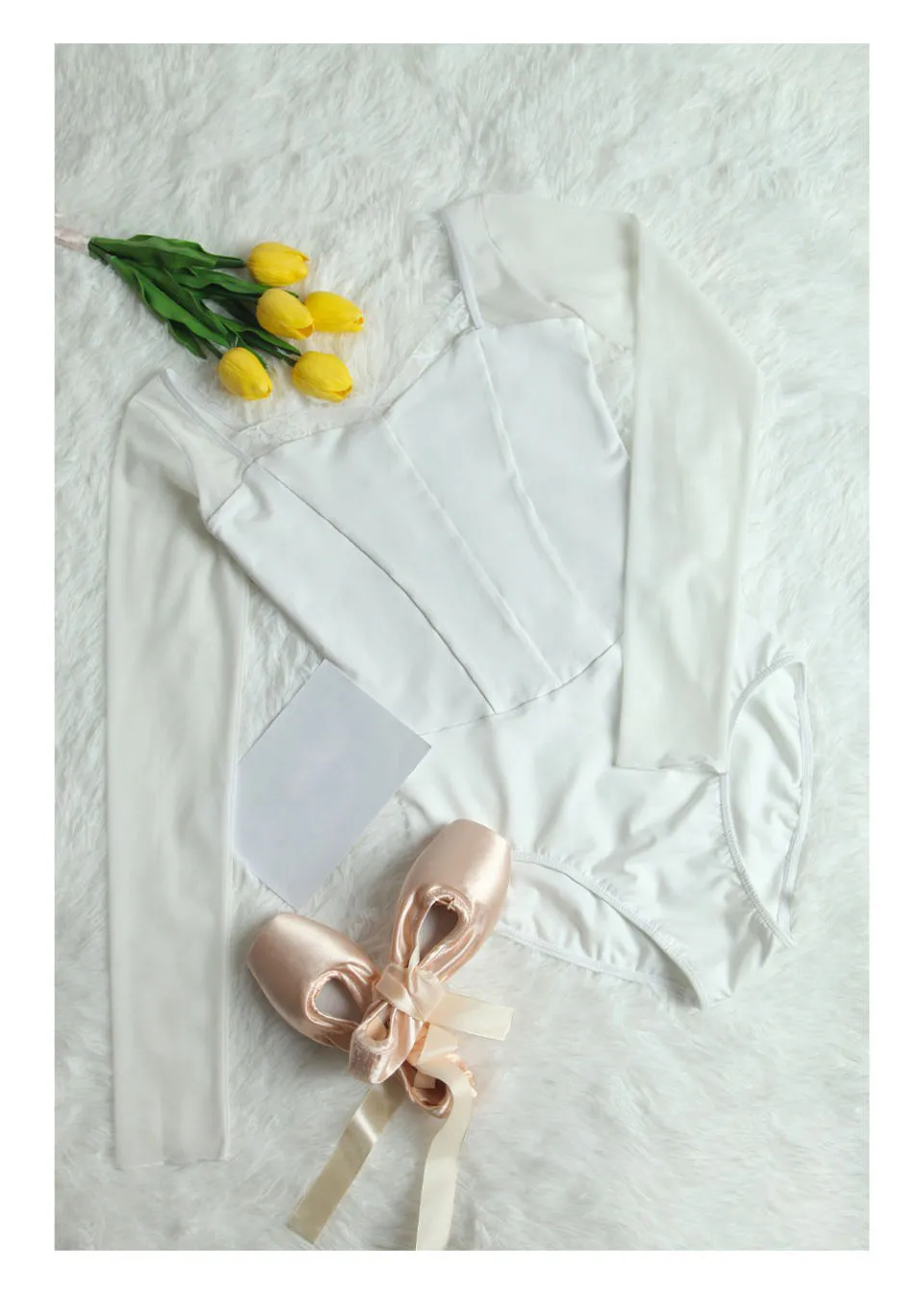 Neues Ballett-Tanzleotard Gymnastik-Kostüm mit Spitzenkragen Taillenlange Ärmel Bodysuit Gymnastik-Performance Erwachsenen-Yoga-Kostüm – Detail 13