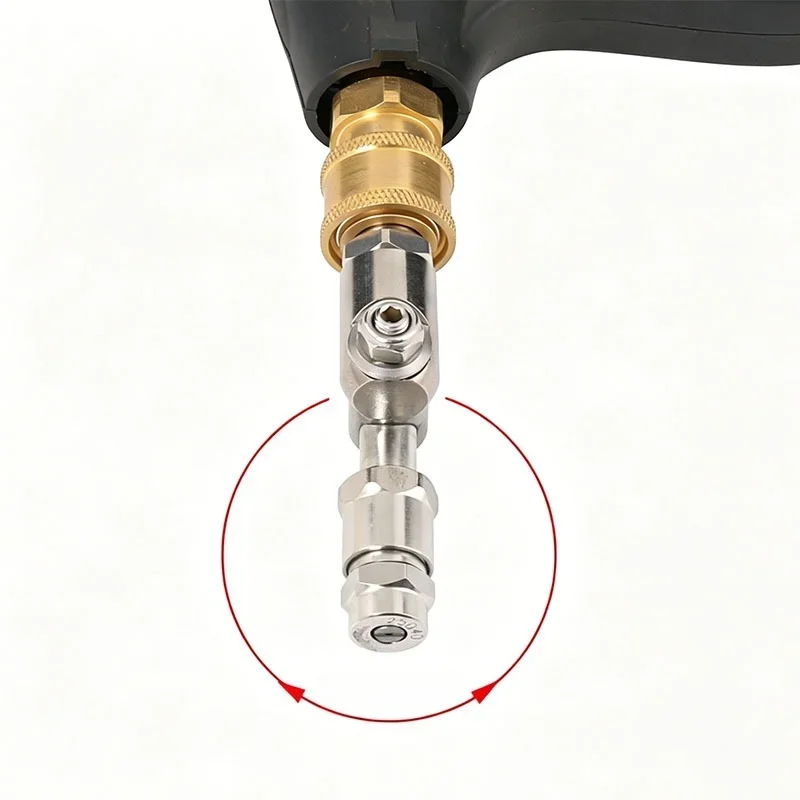 1/4 High Pressure Car Washing Gun Quick Connect 360° Adjust Spray Nozzle Extension Wand Fan Jet Tip Car Chassis Air Conditioner view 5