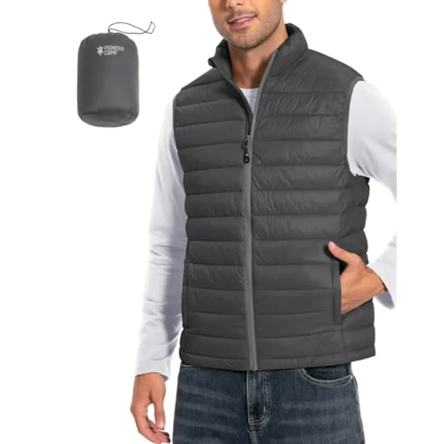 

Work Casual Travel Men's Lightweight Packable Water-Repellent Quilted Puffer Vest in Black Warm Sleeveless Outerwear
