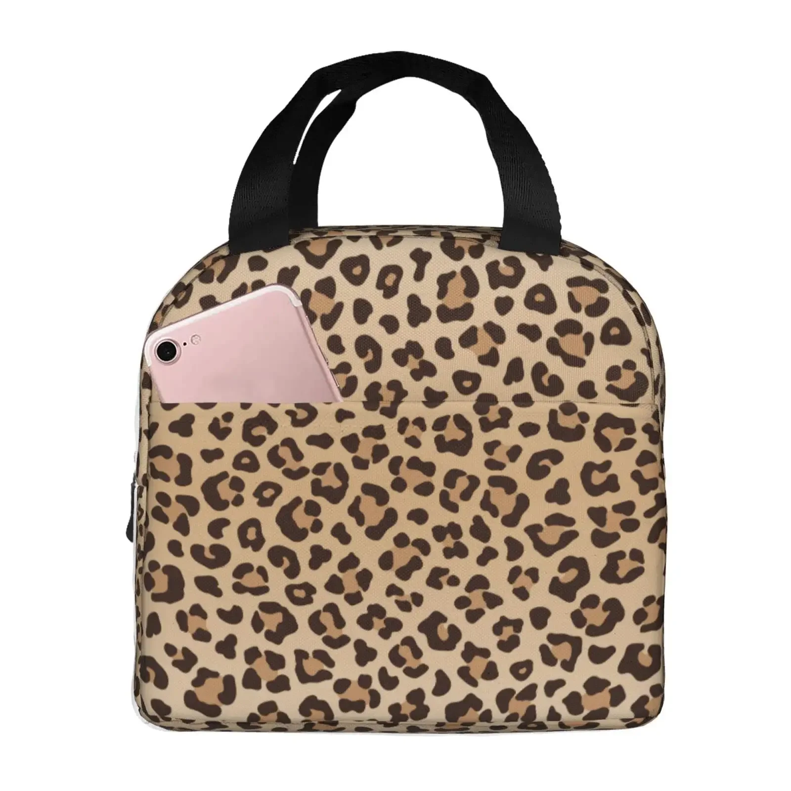 Lunch Bag Insulated Leopard Lunch Box Animal Skin Texture Reusable Lunch Tote Bag For School Work College Outdoor Travel Picnic