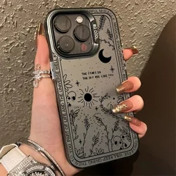 Fresh Moon Star Electroplate Silver IMD Phone Case For iPhone 15 Pro Max 14 13 12 11 Pro XR XS 7 8 Plus Shockproof Back Cover