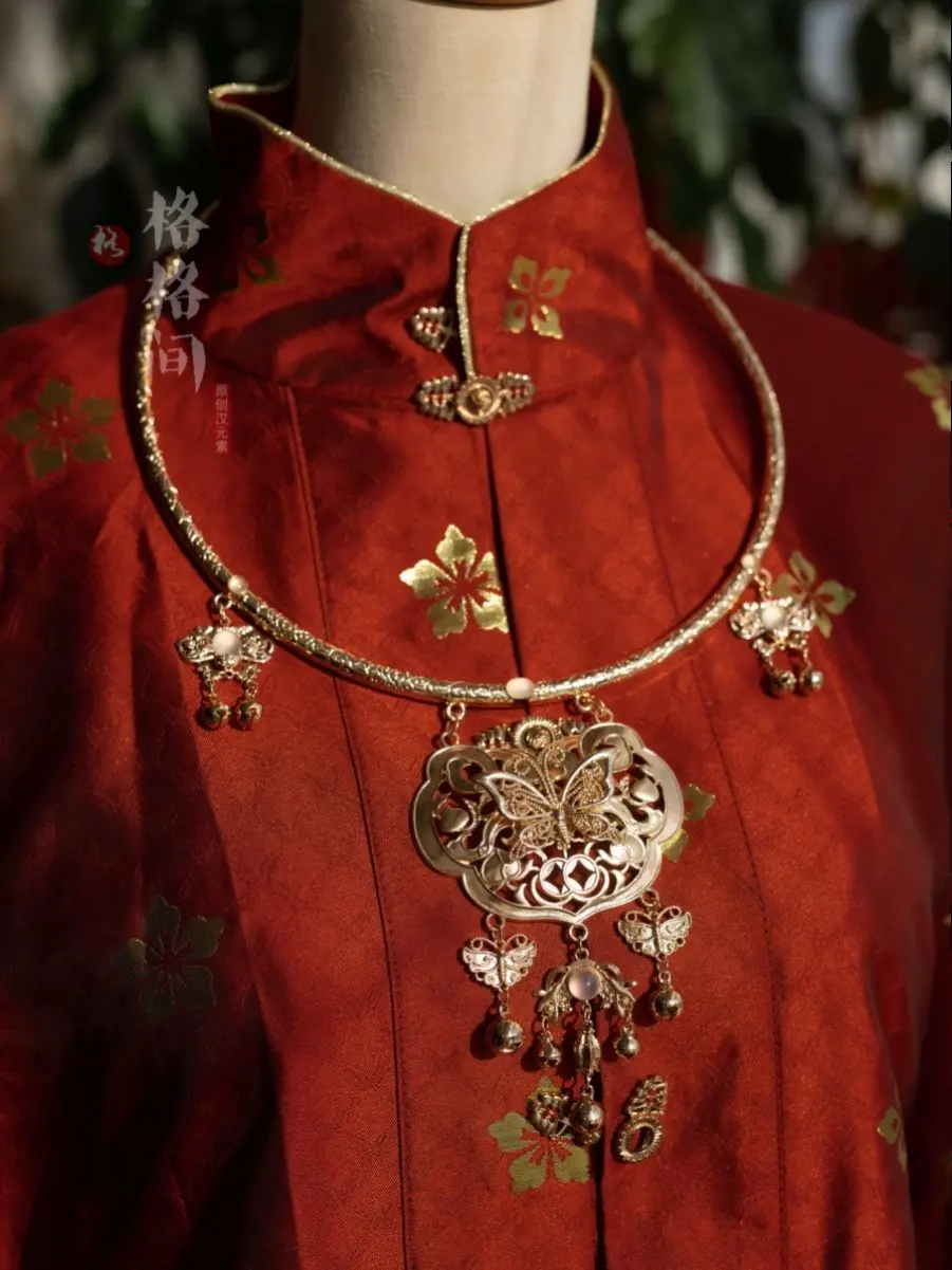 Gege Room Original [Shaohua] Late Ming Wind Safe Lock Wedding Clothing Collar Antique Necklace Female Pearl Yingluo