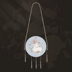 Vintage Hanfu Bag Chinese Style Floral Bunny Embroidery Handbag Pearl Chain Tassels Bags Cosplay Princess Shoulder Crossbody Bag