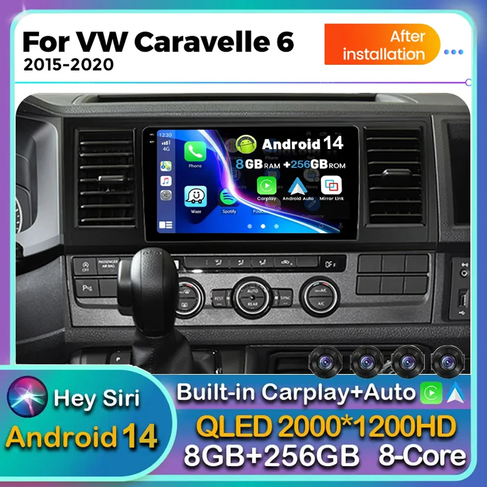 

Android 14 Carplay Auto Car Radio For Volkswagen Caravelle 6 T6.1 T6 2015-2020 Multimedia GPS Player Stereo 2din DSP Head Unit