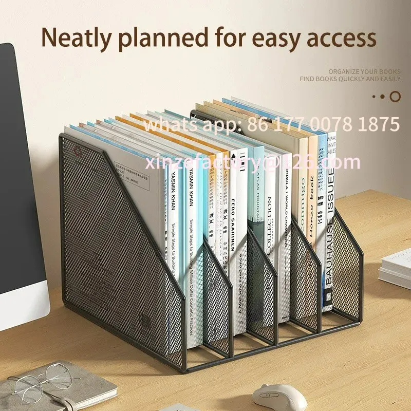Customizable Metal File Rack Office Desk Shelf Standing Desktop File Storage Box Data Rack Stationery Organ