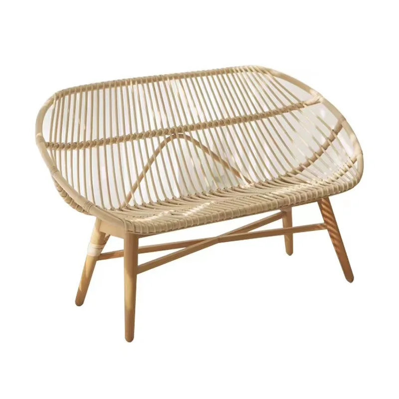 

Japanese rattan sofa small apartment modern simple double small rattan chair living room balcony casual sofa chair combination