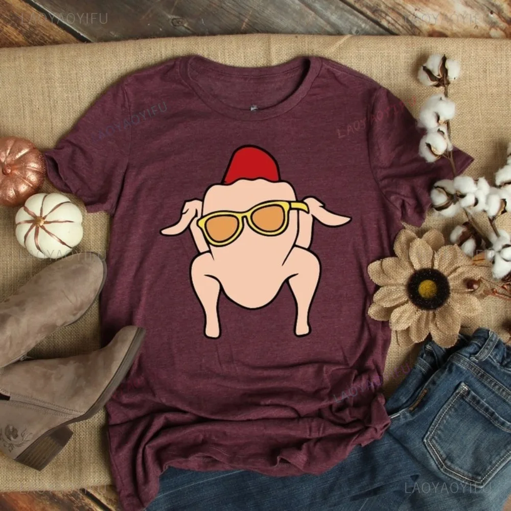 Turkey Thanksgiving Thankful Graphic Printed Funny T Shirt Short Sleeve Casual Fashion Loose Harajuku Man Streetwear Women Tees