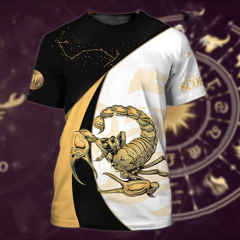 3d Print Men's Animal Scorpion Graphic T Shirt Tees Top Fashion Casual Short Sleeve Crew Neck T Shirts Male Clothes Streetwear
