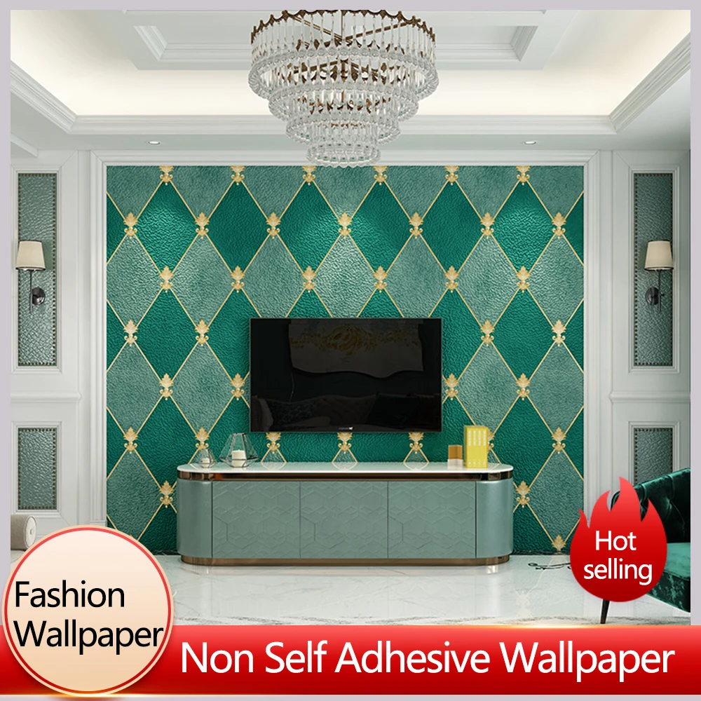 

High Quality Thickened Wallpaper Non Woven Diamond Shaped Home Decoration Wallpaper Living Room Restaurant Decoration Wall Paper